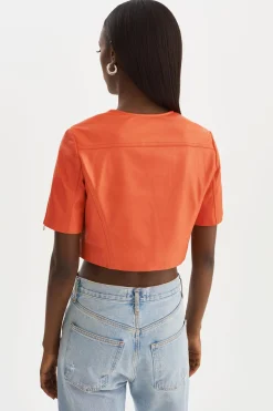 Store LAMARQUE KIRSI | Cropped Biker Jacket Spicy Orange