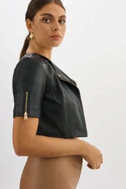 Online LAMARQUE KIRSI GOLD | Cropped Biker Jacket Black