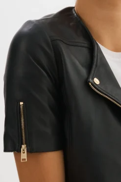 Online LAMARQUE KIRSI GOLD | Cropped Biker Jacket Black