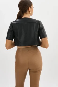 Online LAMARQUE KIRSI GOLD | Cropped Biker Jacket Black