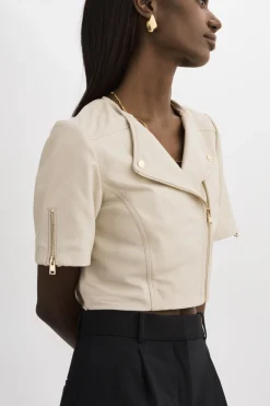 Hot LAMARQUE KIRSI GOLD | Cropped Biker Jacket Bone