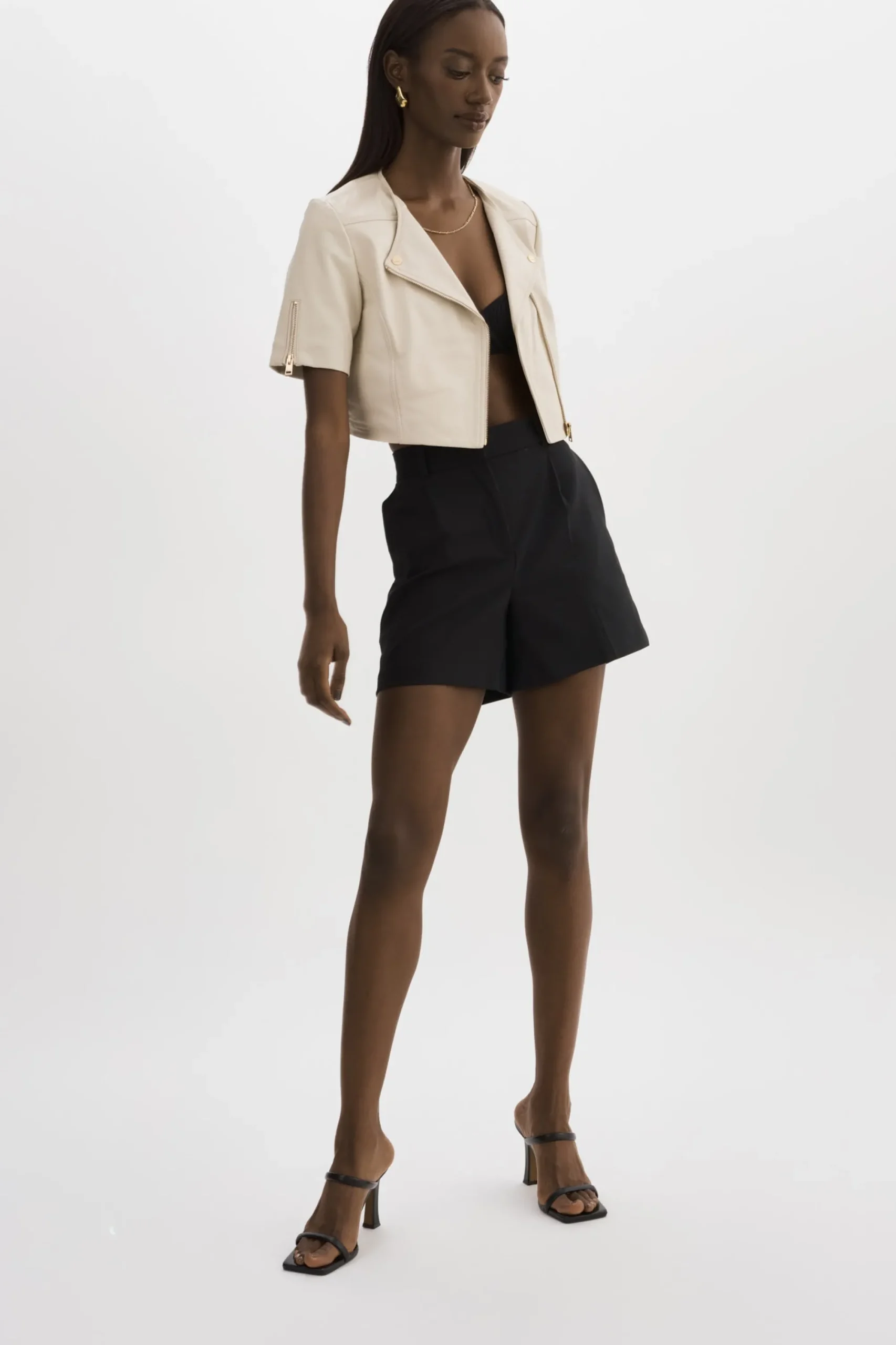 Hot LAMARQUE KIRSI GOLD | Cropped Biker Jacket Bone
