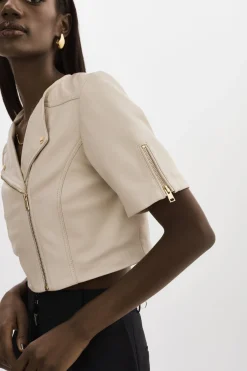 Hot LAMARQUE KIRSI GOLD | Cropped Biker Jacket Bone