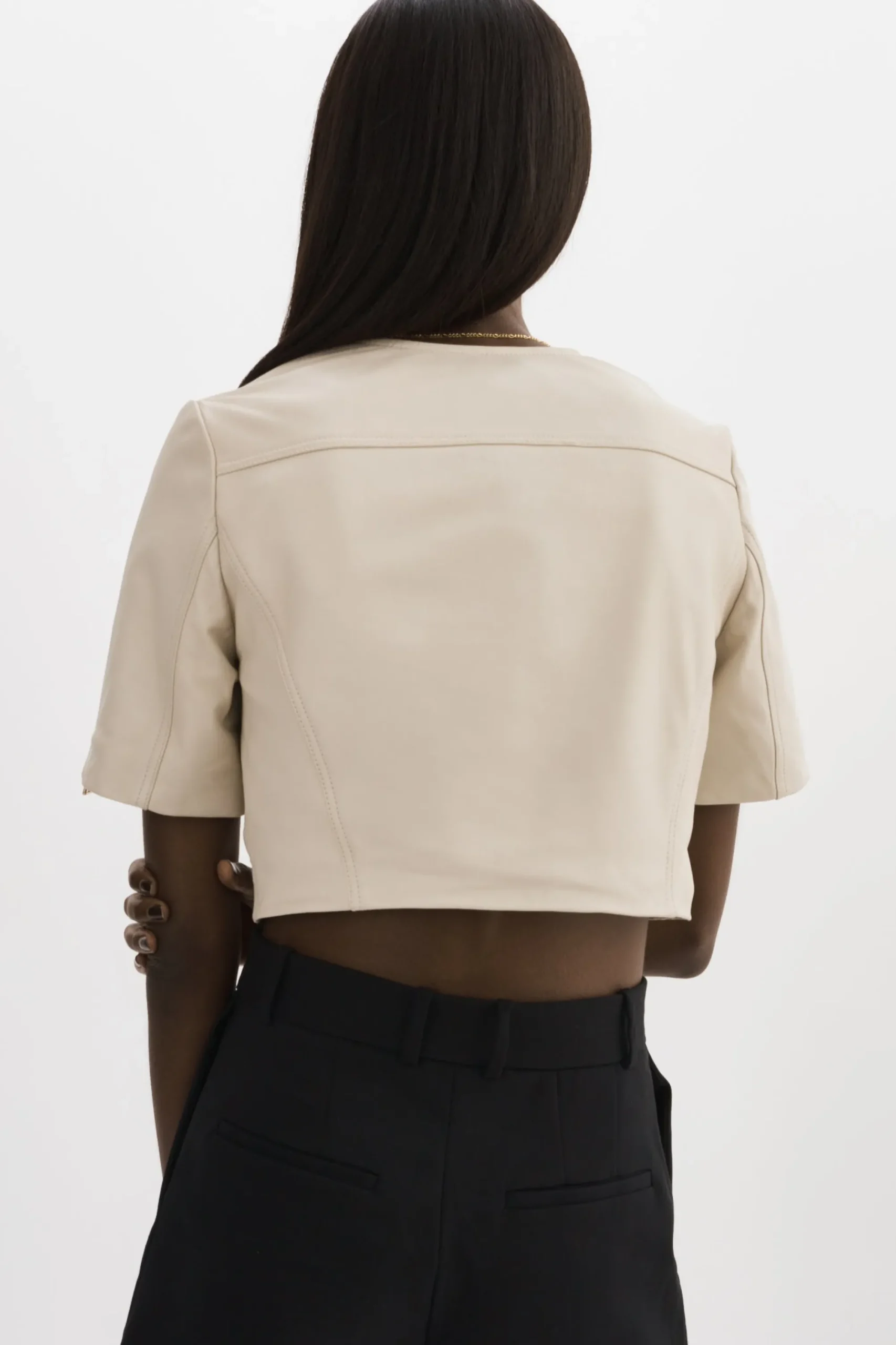 Hot LAMARQUE KIRSI GOLD | Cropped Biker Jacket Bone