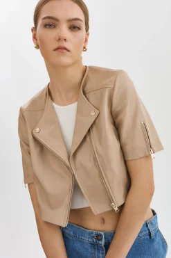 Best LAMARQUE KIRSI GOLD | Cropped Biker Jacket Wheat