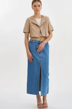 Best LAMARQUE KIRSI GOLD | Cropped Biker Jacket Wheat