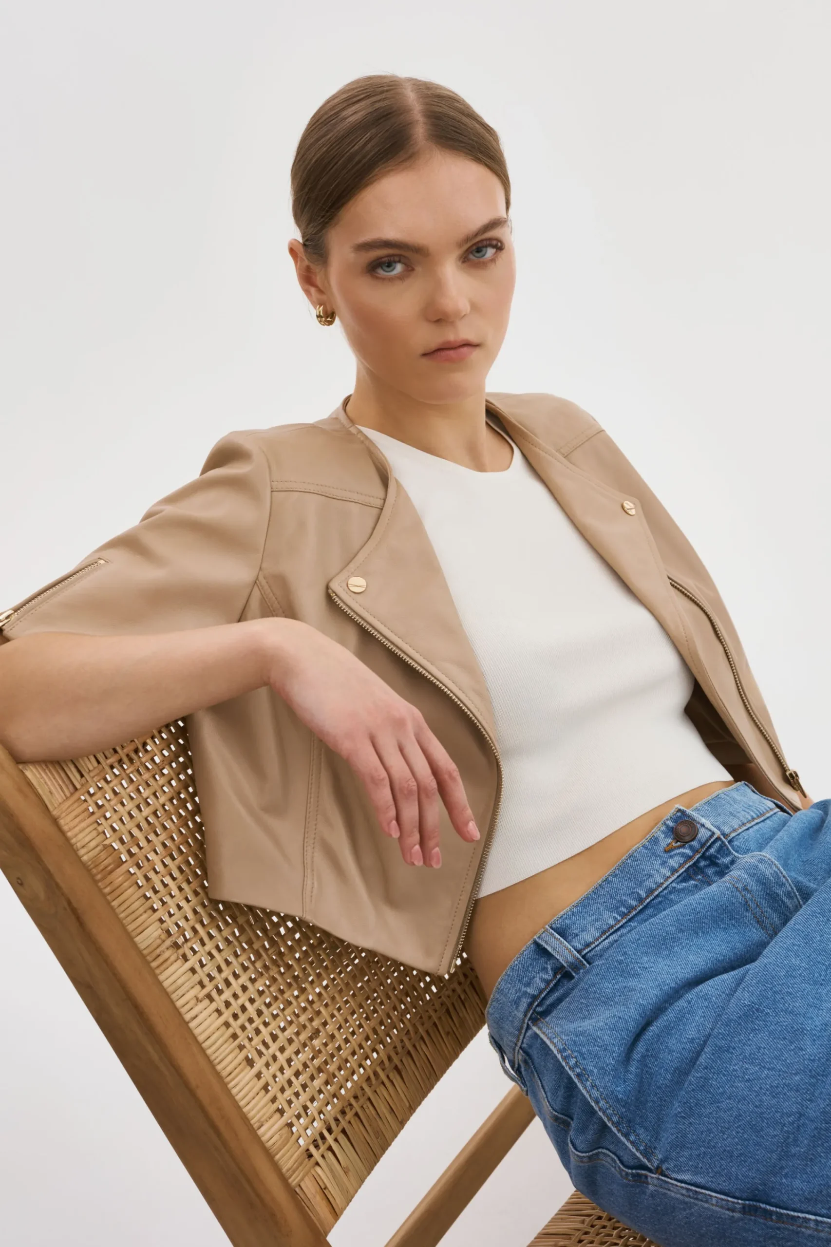 Best LAMARQUE KIRSI GOLD | Cropped Biker Jacket Wheat