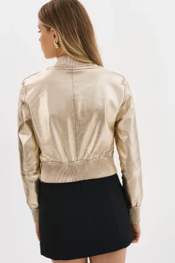 Store LAMARQUE KORDELLA | Reversible Leather Bomber Jacket Black/Gold
