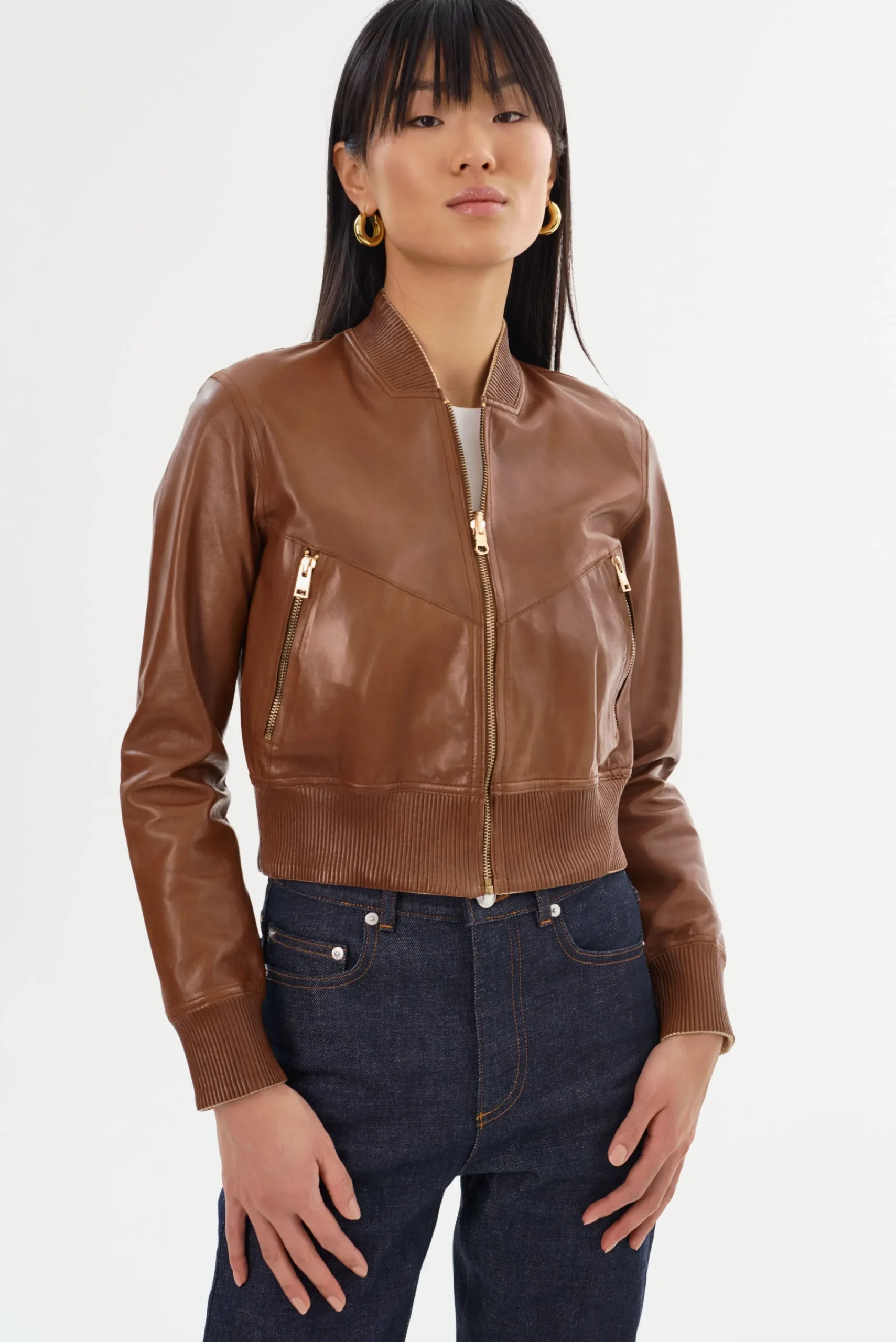 Cheap LAMARQUE KORDELLA | Reversible Leather Bomber Jacket Luggage/Gold