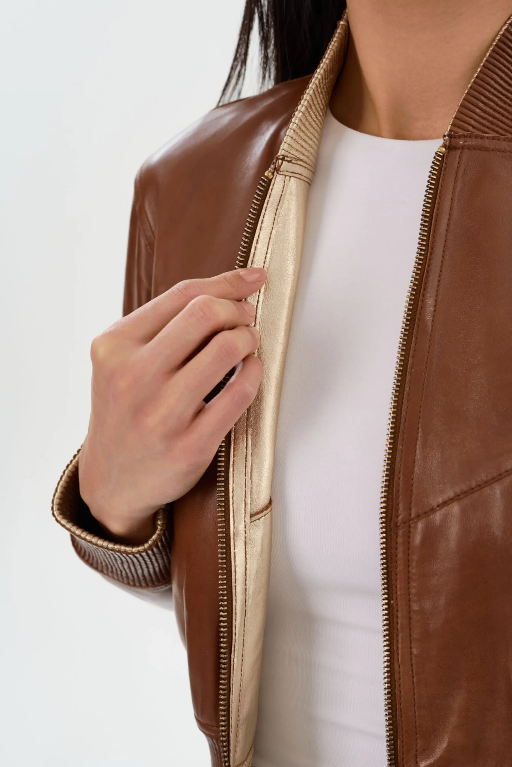 Cheap LAMARQUE KORDELLA | Reversible Leather Bomber Jacket Luggage/Gold