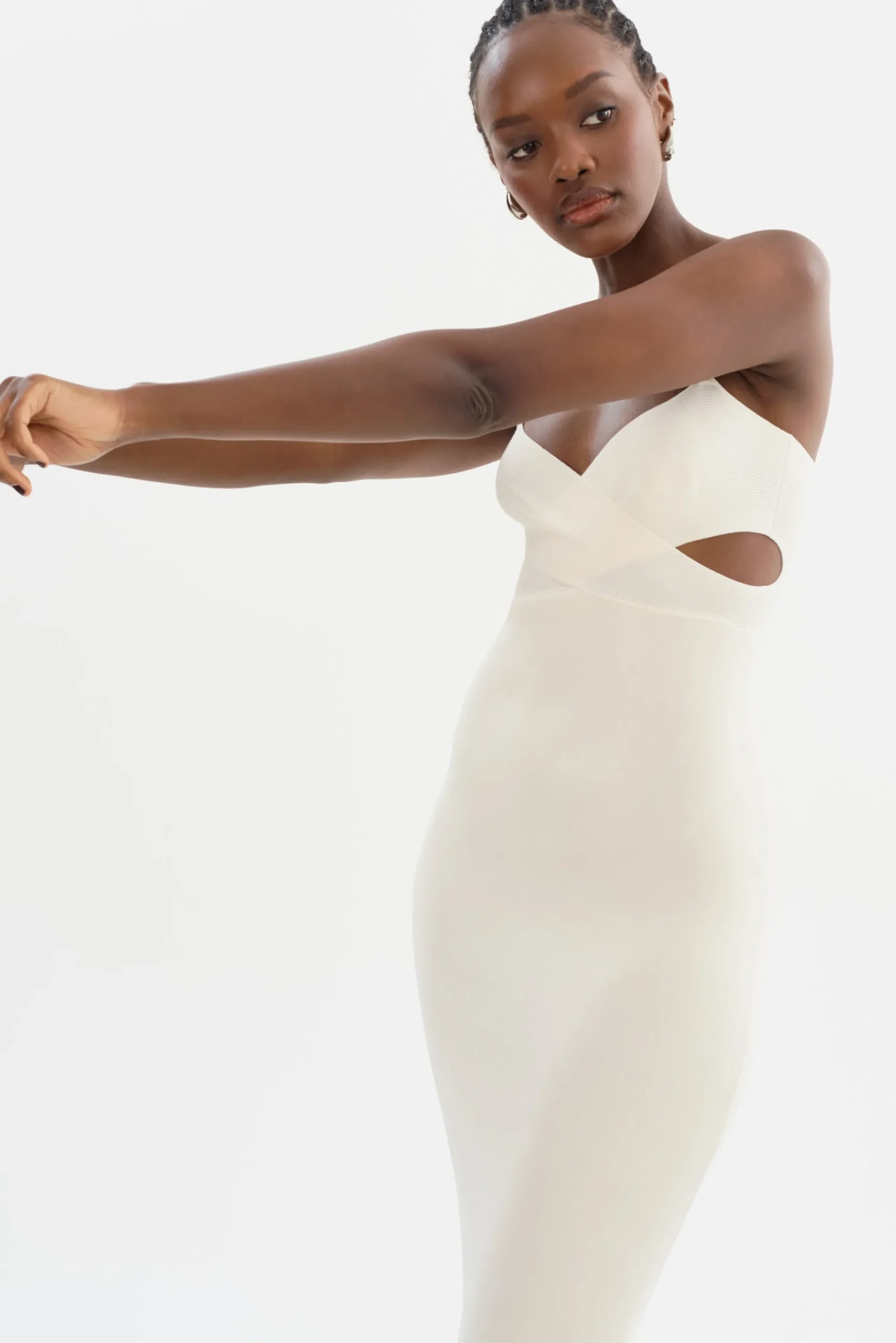 New LAMARQUE LIDIA | Midi Knit Dress Off White
