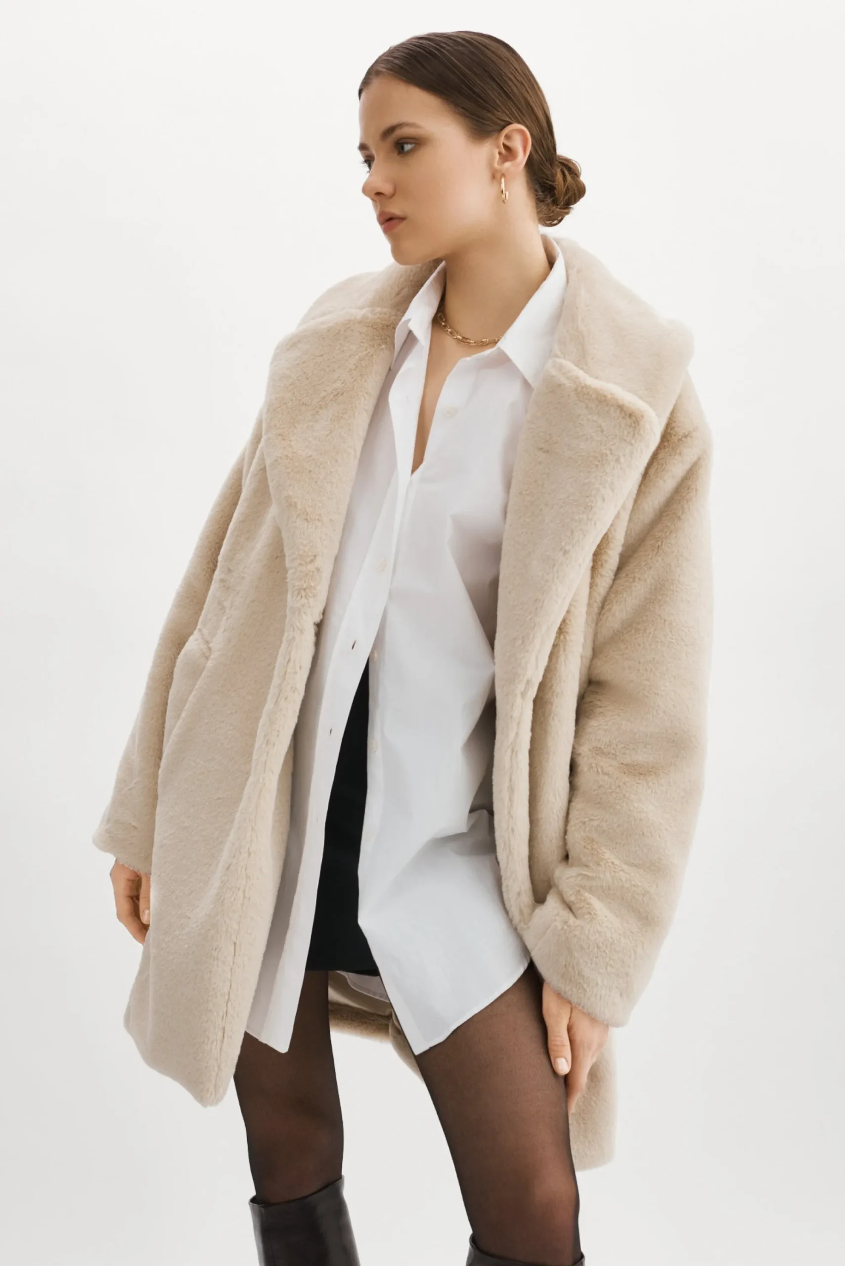 Shop LAMARQUE LINNEA | Faux Fur Coat Bone