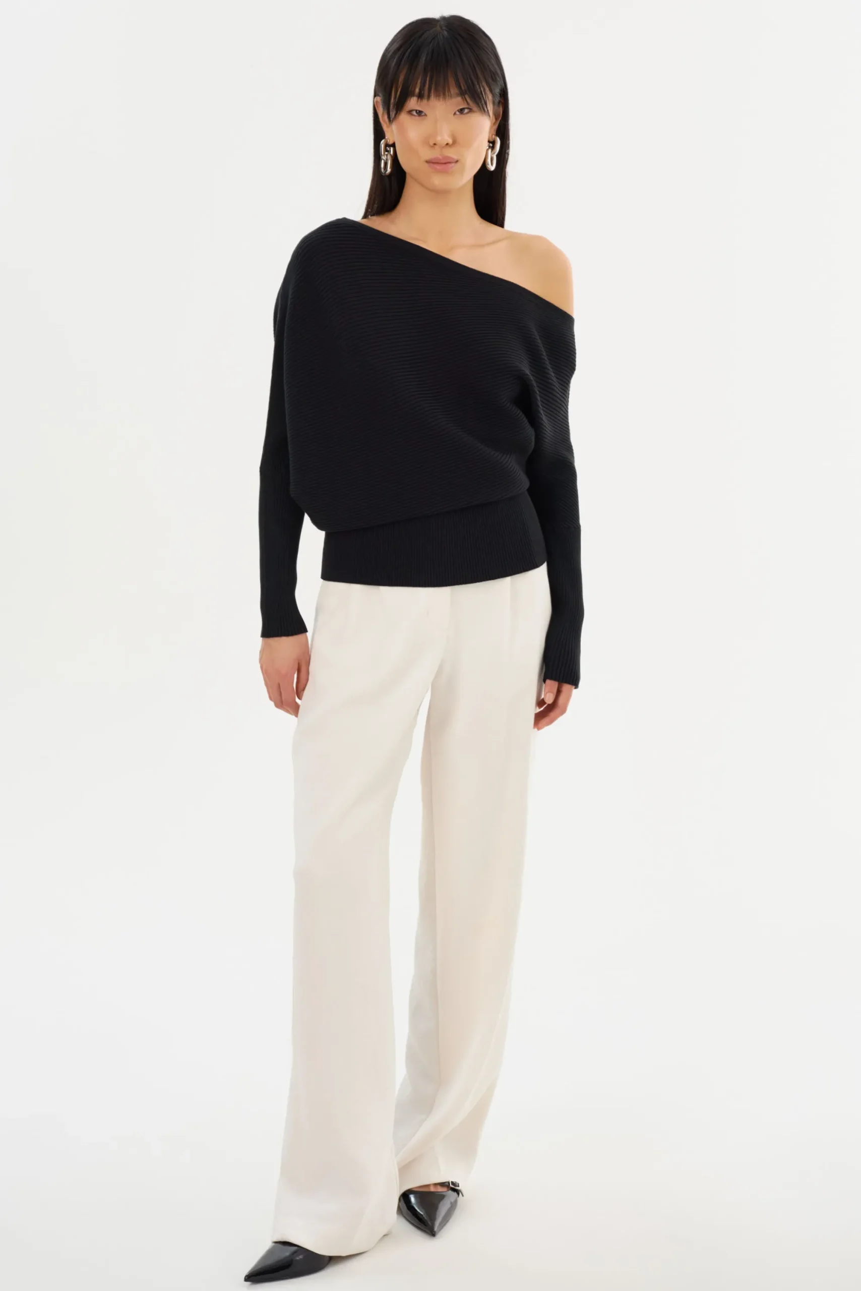 Online LAMARQUE LORRAINE | Knit Off Shoulder Top Black