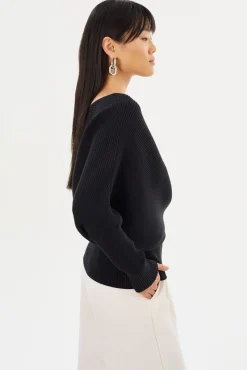 Online LAMARQUE LORRAINE | Knit Off Shoulder Top Black