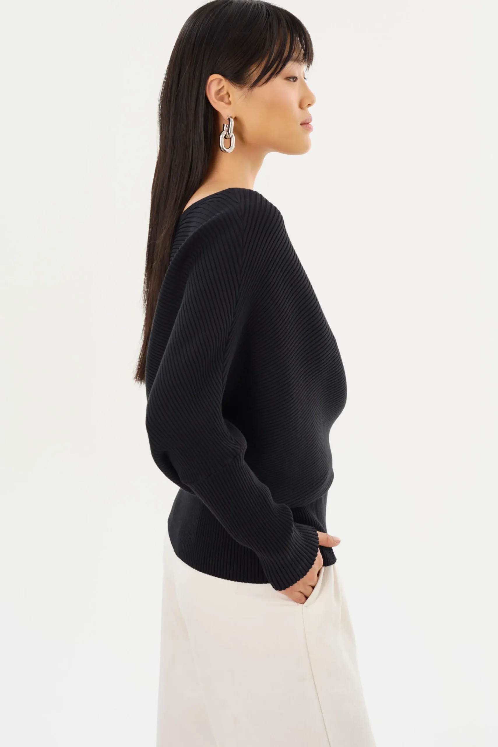 Online LAMARQUE LORRAINE | Knit Off Shoulder Top Black