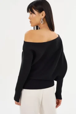 Online LAMARQUE LORRAINE | Knit Off Shoulder Top Black