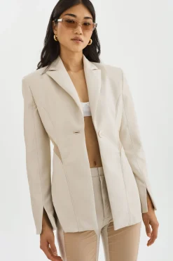 Online LAMARQUE LYUBAVA | Faux Leather Single Breasted Blazer Bone