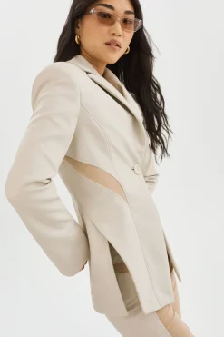 Online LAMARQUE LYUBAVA | Faux Leather Single Breasted Blazer Bone