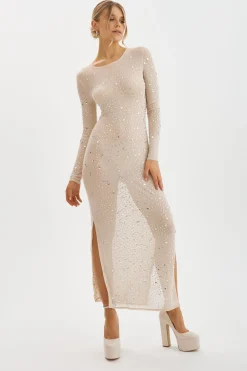Store LAMARQUE MARET | Rhinestone Mesh Dress Bisque