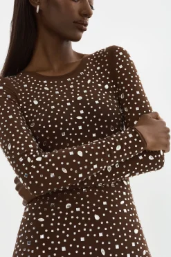 Cheap LAMARQUE MARET | Rhinestone Mesh Dress Espresso