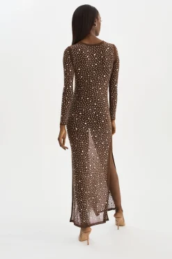 Cheap LAMARQUE MARET | Rhinestone Mesh Dress Espresso