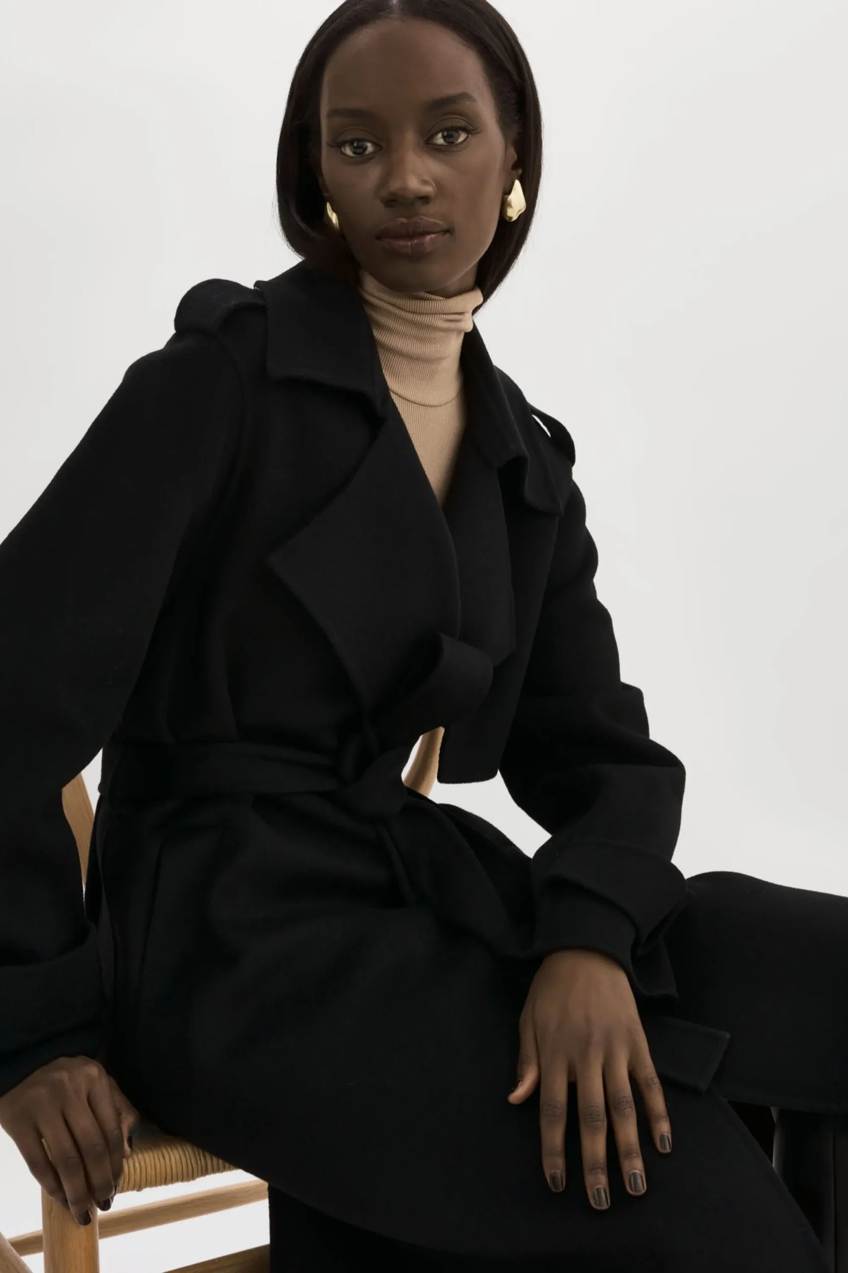 Shop LAMARQUE MARGARET | Wool Trench Coat Black