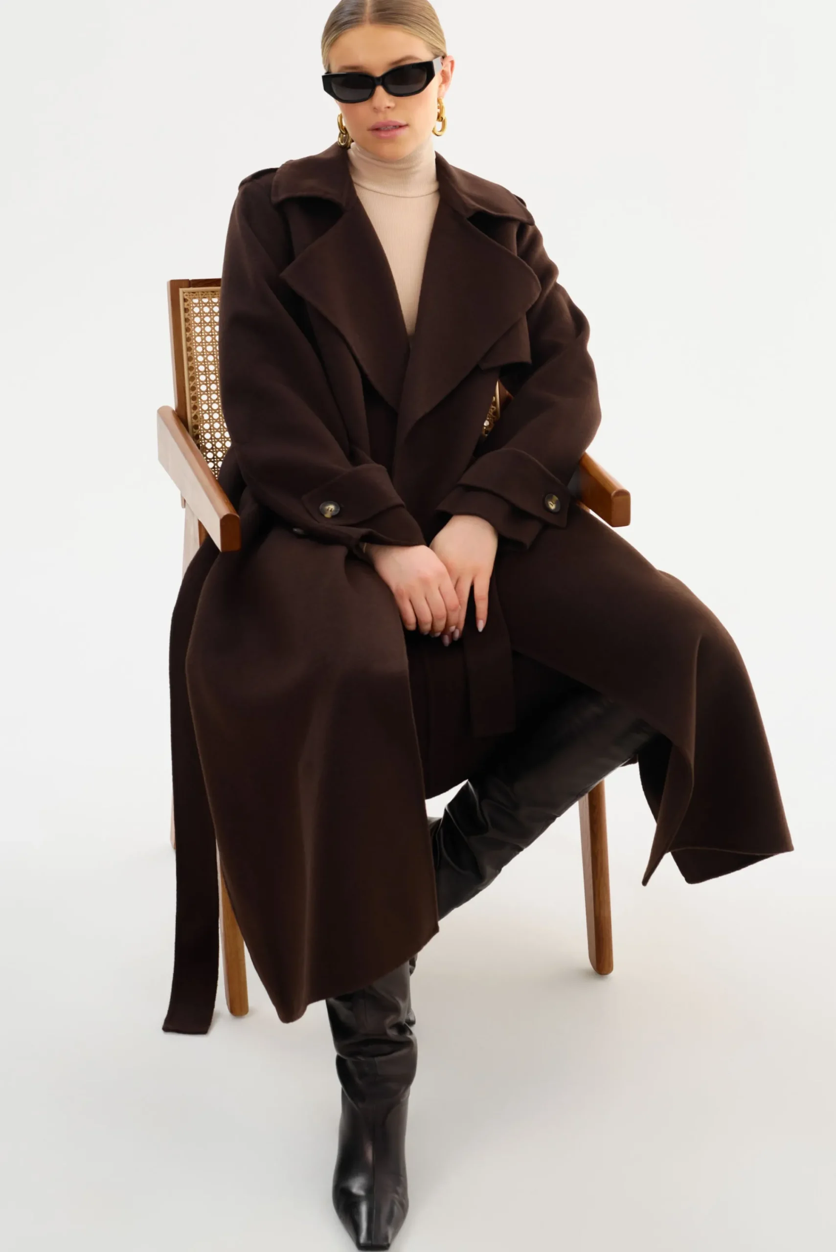 Store LAMARQUE MARGARET | Wool Trench Coat Dark Brown