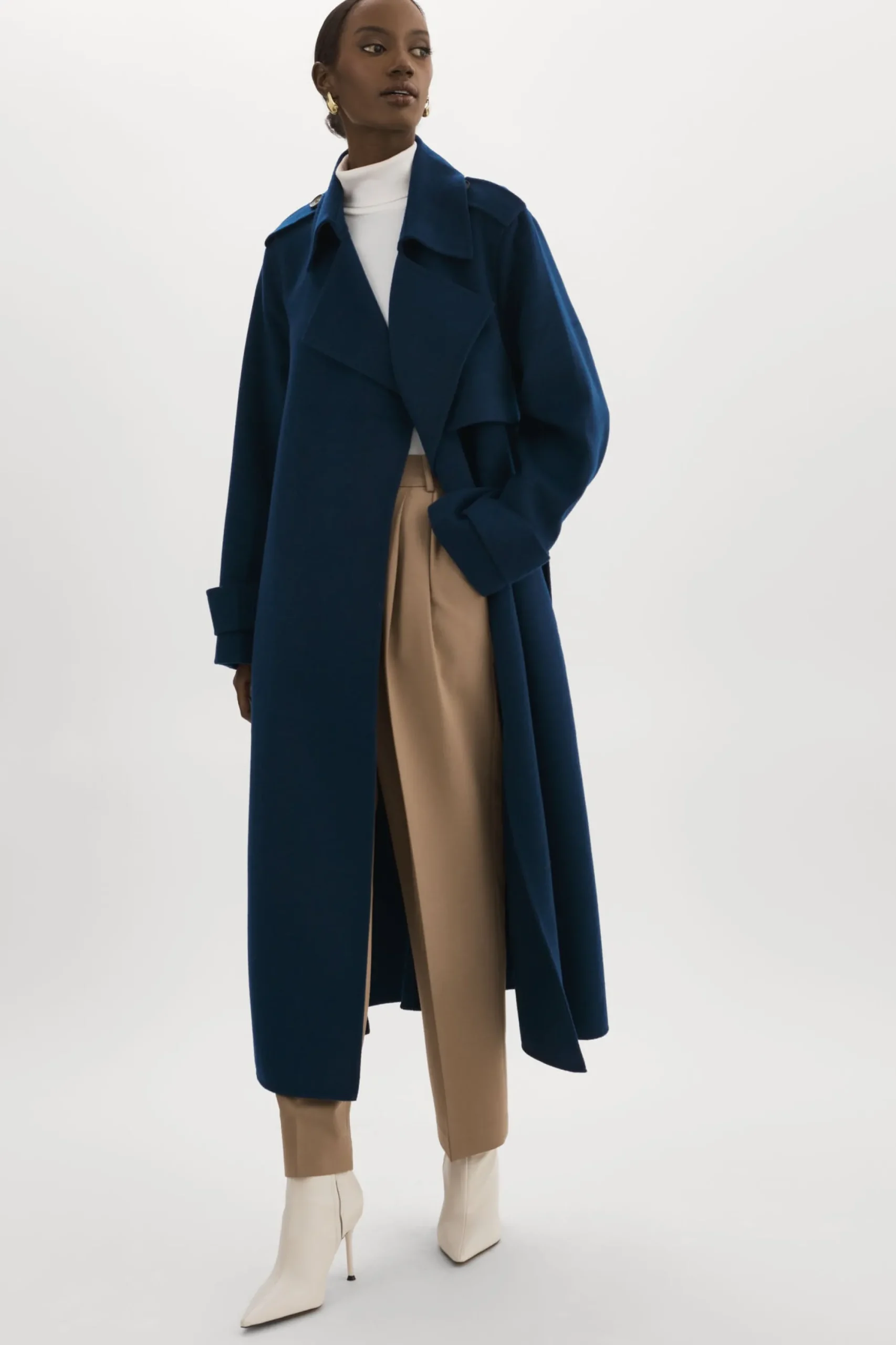 Hot LAMARQUE MARGARET | Wool Trench Coat Midnight Blue
