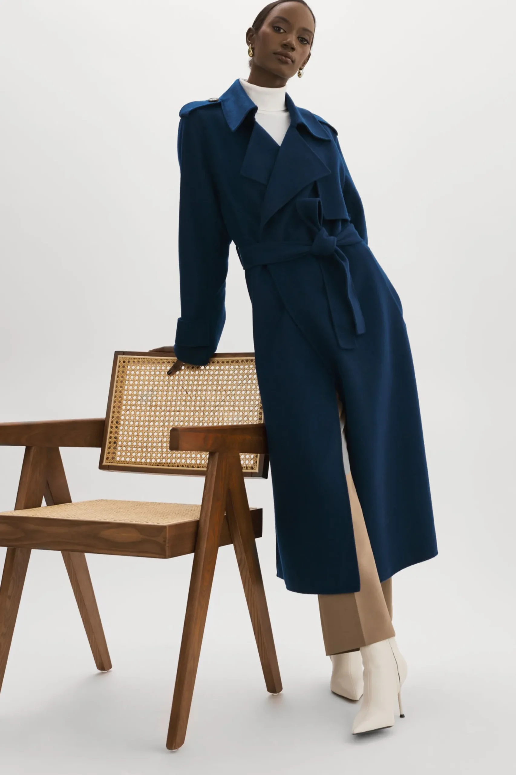 Hot LAMARQUE MARGARET | Wool Trench Coat Midnight Blue