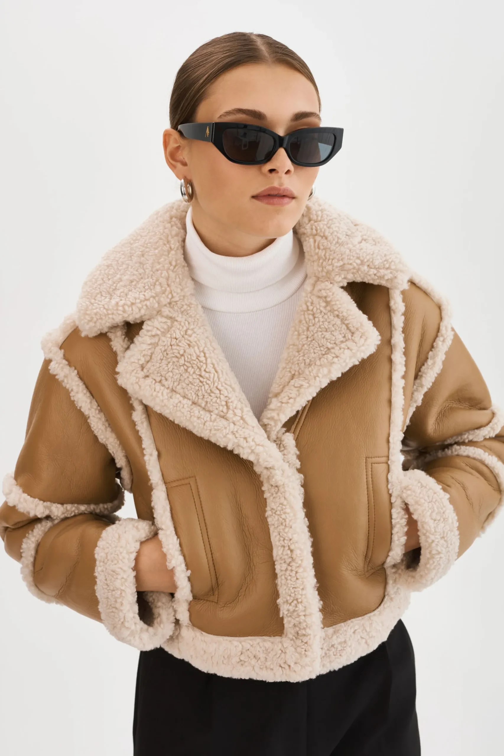 Best Sale LAMARQUE MARIANE | Detachable Faux Shearling Coat Biscuit