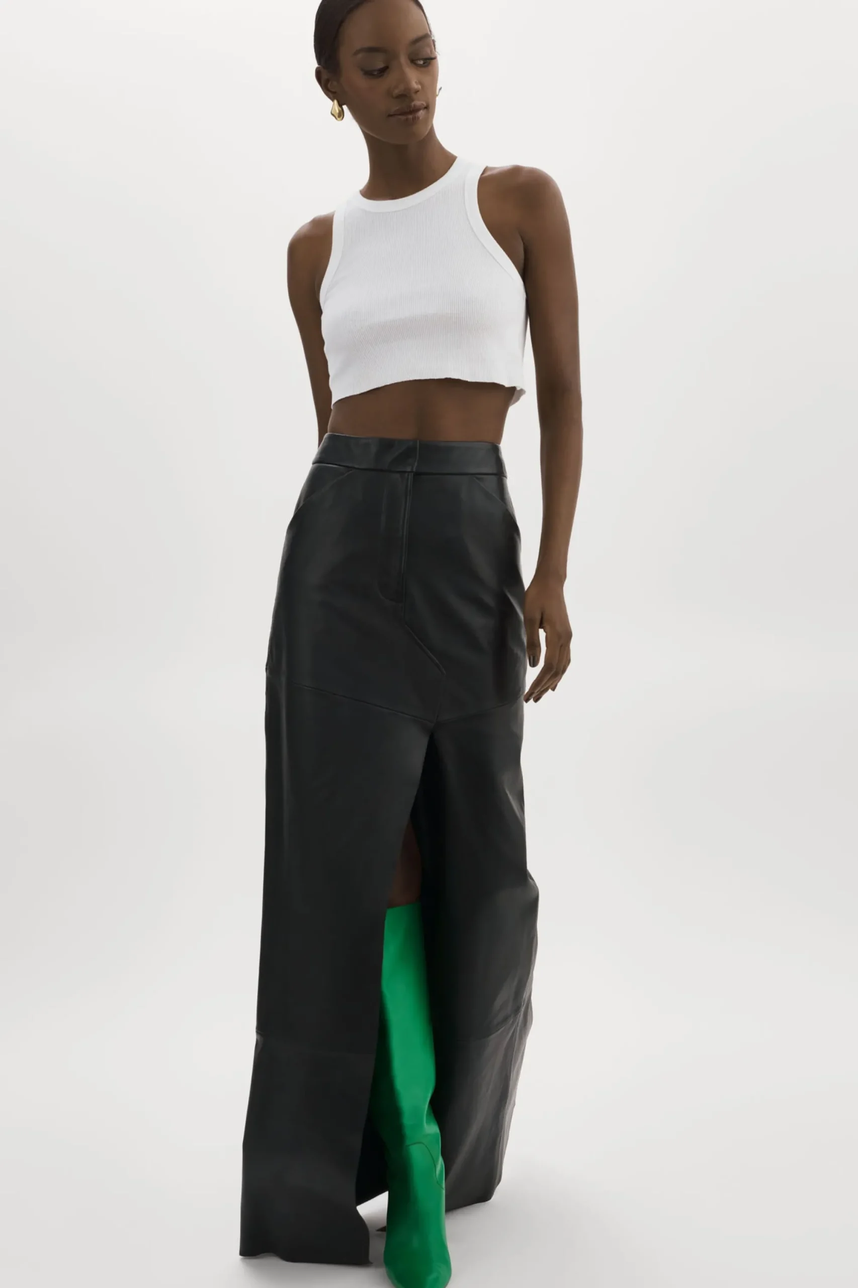 Shop LAMARQUE MARIETTE | Leather Maxi Skirt Black
