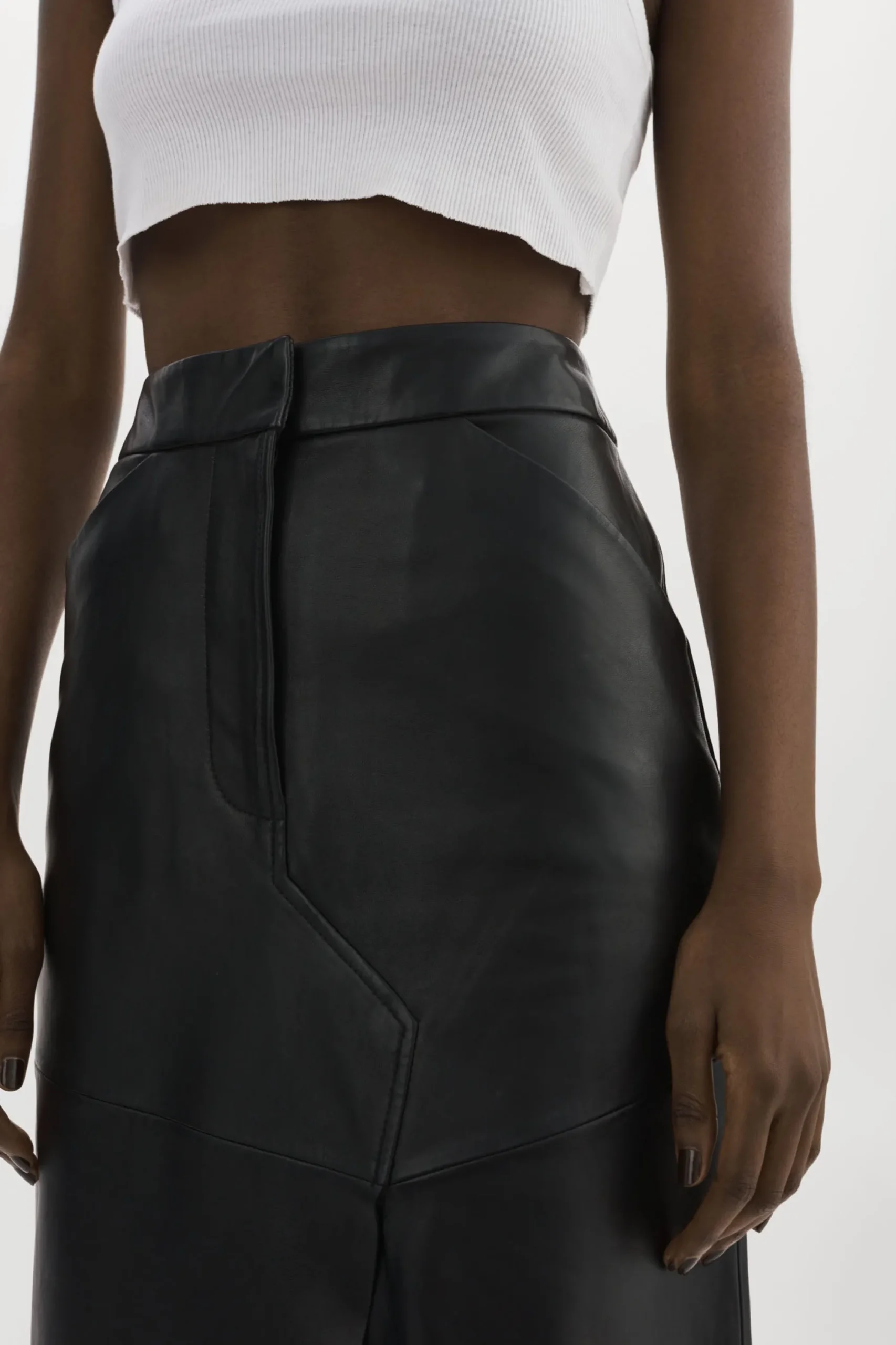 Shop LAMARQUE MARIETTE | Leather Maxi Skirt Black