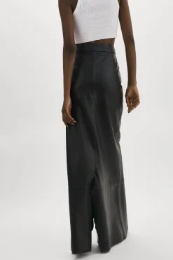 Shop LAMARQUE MARIETTE | Leather Maxi Skirt Black