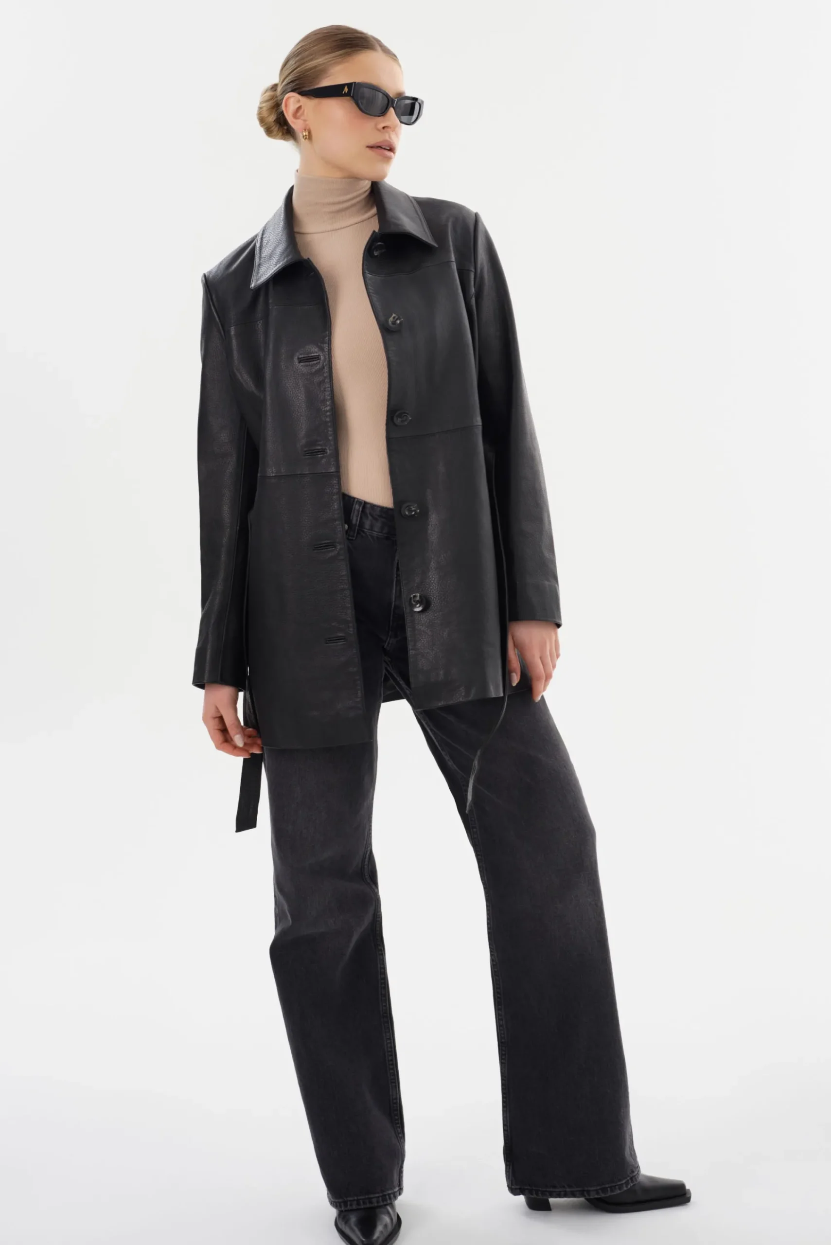 Clearance LAMARQUE MARLOWE | Leather Trench Coat Black