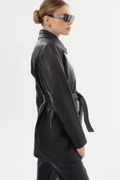 Clearance LAMARQUE MARLOWE | Leather Trench Coat Black