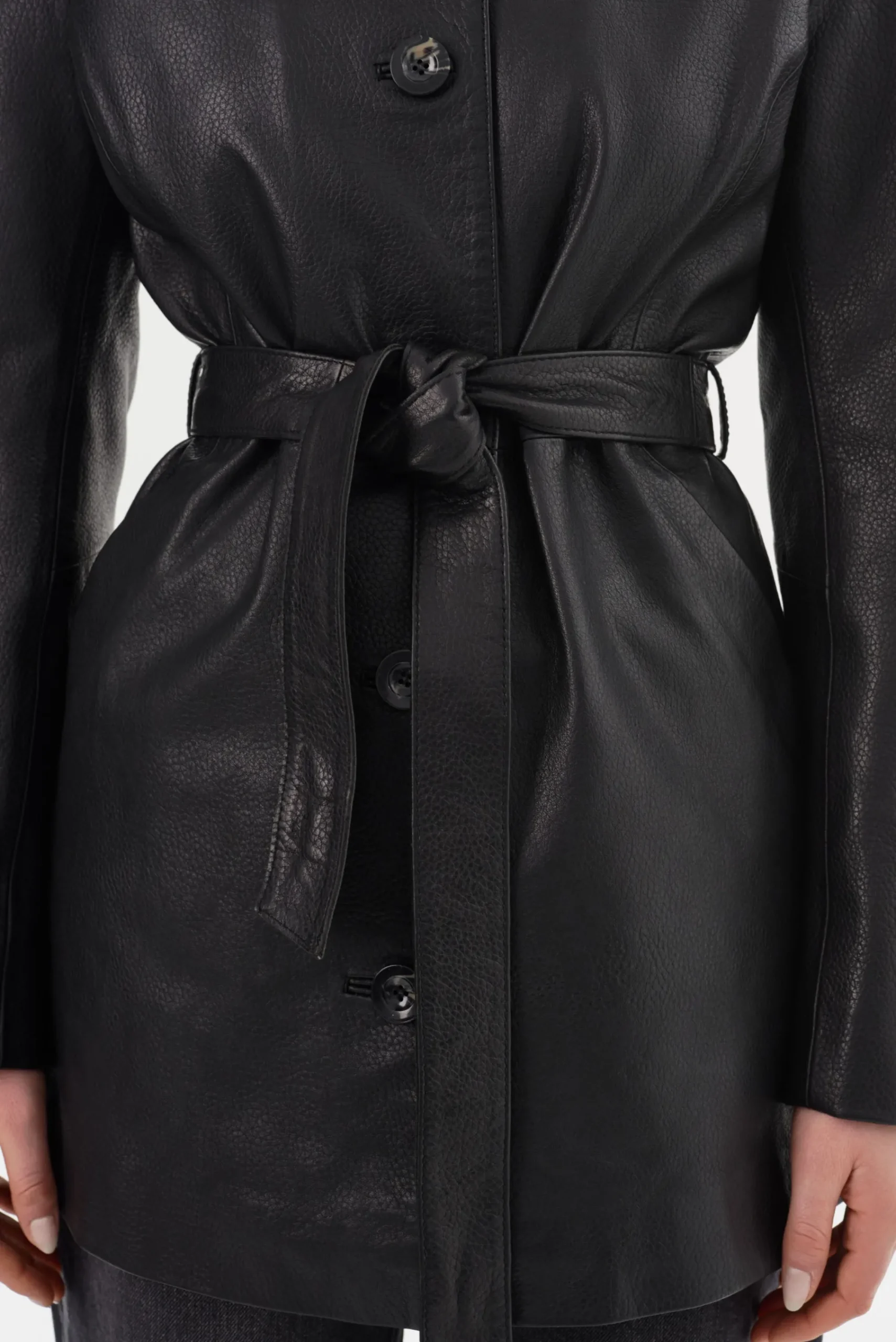 Clearance LAMARQUE MARLOWE | Leather Trench Coat Black