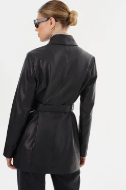 Clearance LAMARQUE MARLOWE | Leather Trench Coat Black