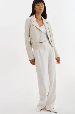 Clearance LAMARQUE MONICA | Faux Leather Jacket Champagne Hardware Bone