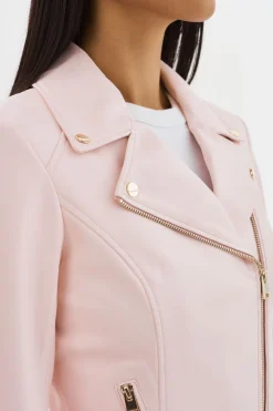 Hot LAMARQUE MONICA | Faux Leather Jacket Champagne Hardware Pink Puff