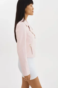 Hot LAMARQUE MONICA | Faux Leather Jacket Champagne Hardware Pink Puff
