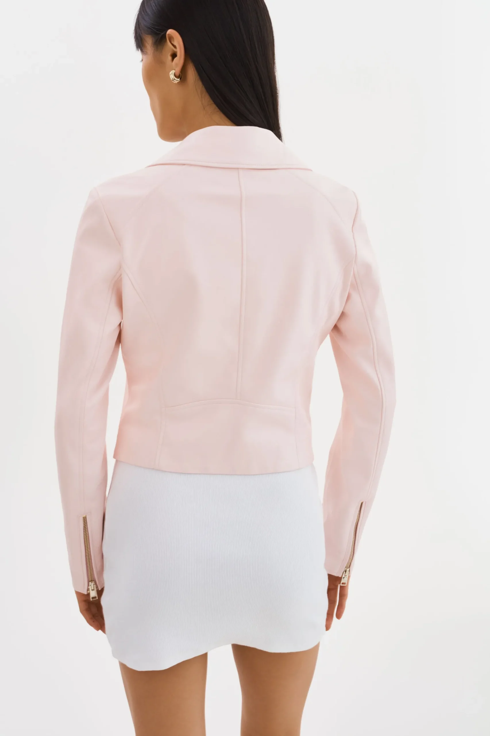 Hot LAMARQUE MONICA | Faux Leather Jacket Champagne Hardware Pink Puff