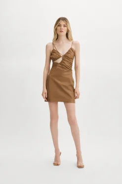 Discount LAMARQUE Nadia | Leather Mini Dress Sesame