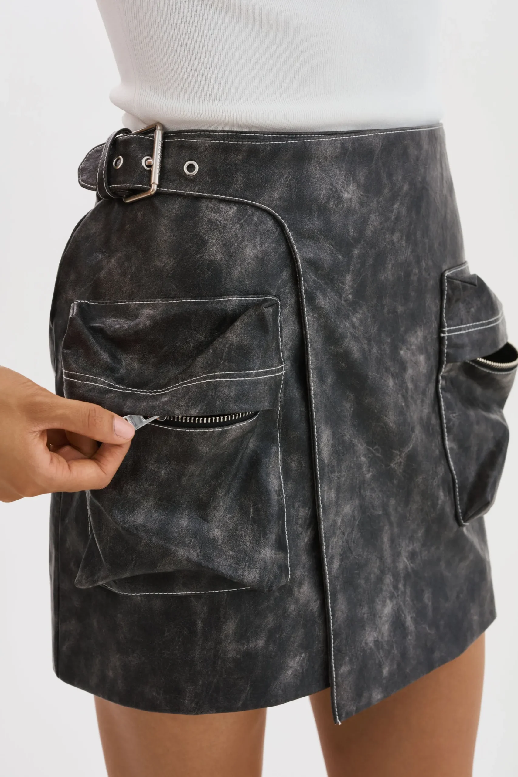 Cheap LAMARQUE NAKIA | Faux Leather Cargo Skirt Vintage Black