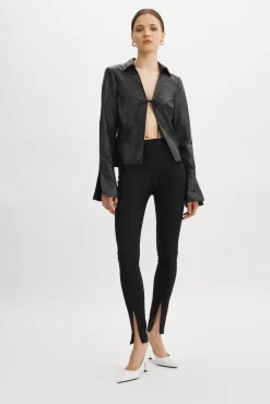 Clearance LAMARQUE NATASHA | Leather Tie Top Black