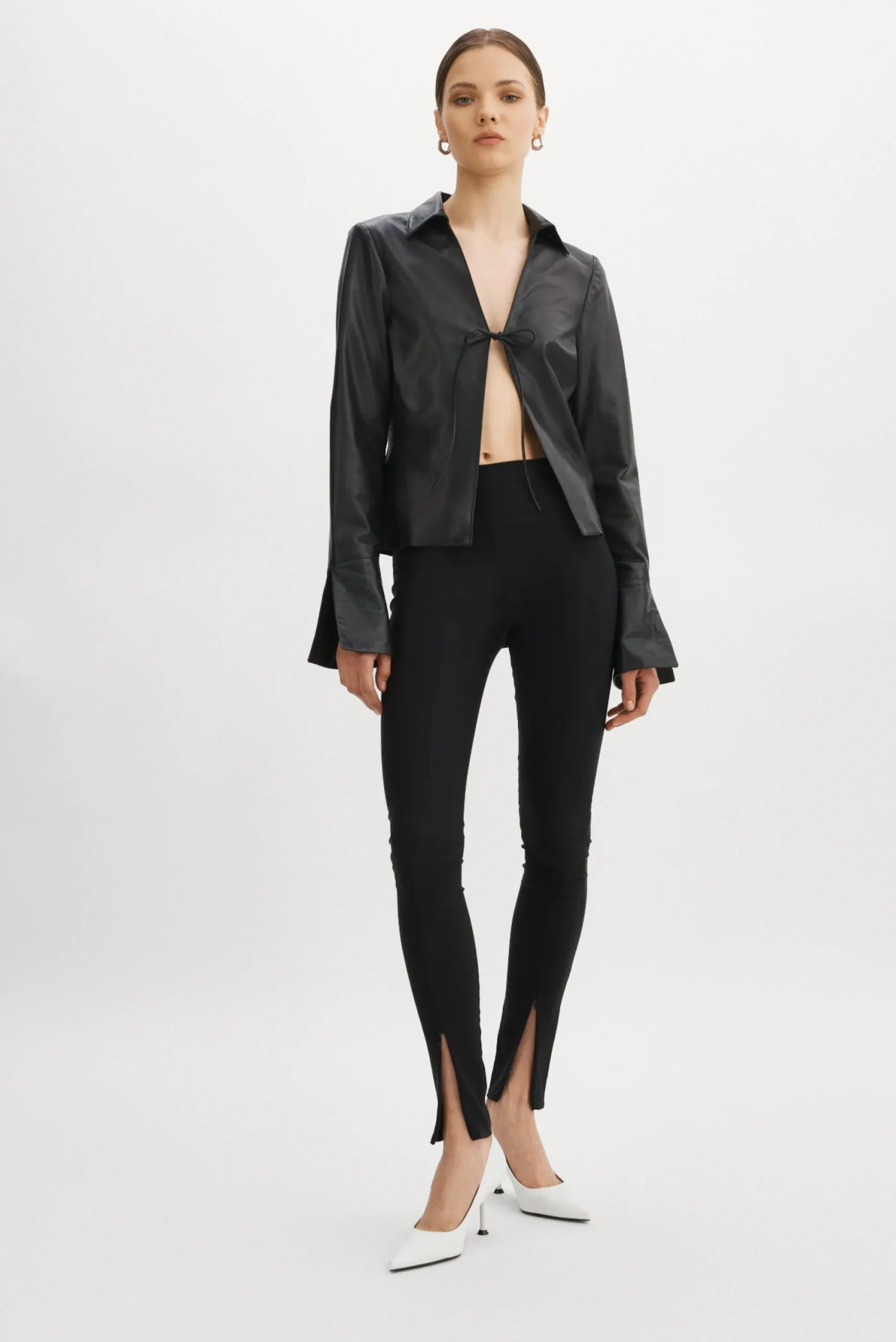 Clearance LAMARQUE NATASHA | Leather Tie Top Black