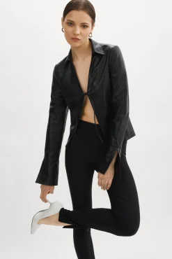 Clearance LAMARQUE NATASHA | Leather Tie Top Black