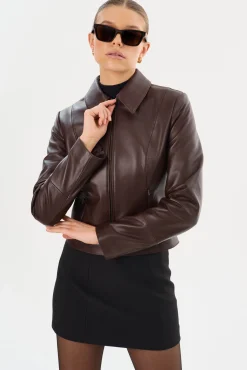 Online LAMARQUE OCEANA | Fitted Leather Jacket Mahogany