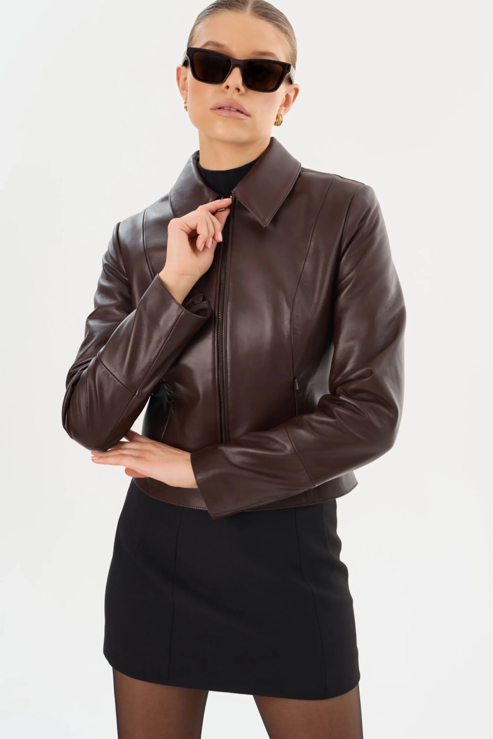 Online LAMARQUE OCEANA | Fitted Leather Jacket Mahogany