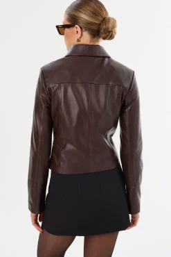 Online LAMARQUE OCEANA | Fitted Leather Jacket Mahogany