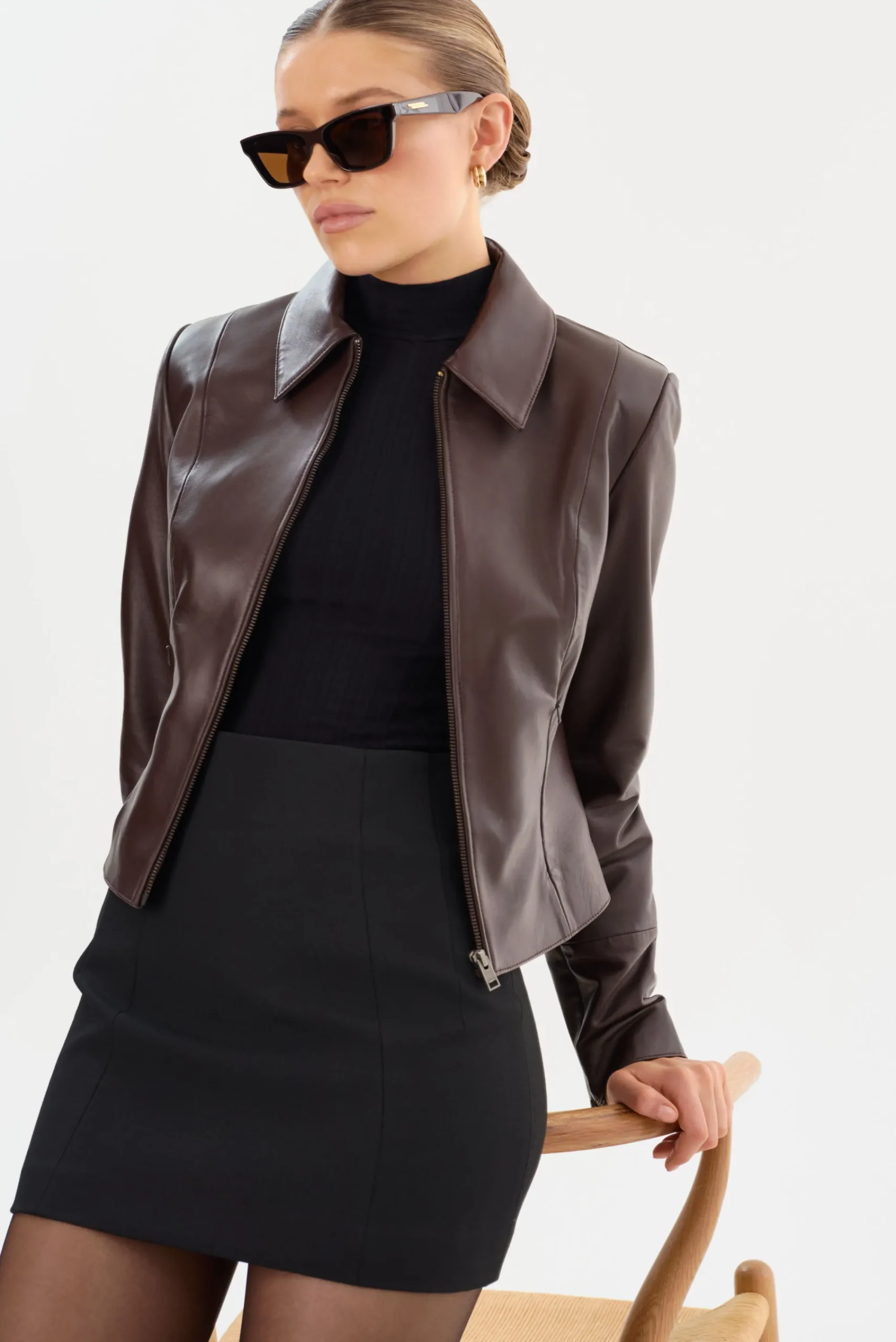 Online LAMARQUE OCEANA | Fitted Leather Jacket Mahogany